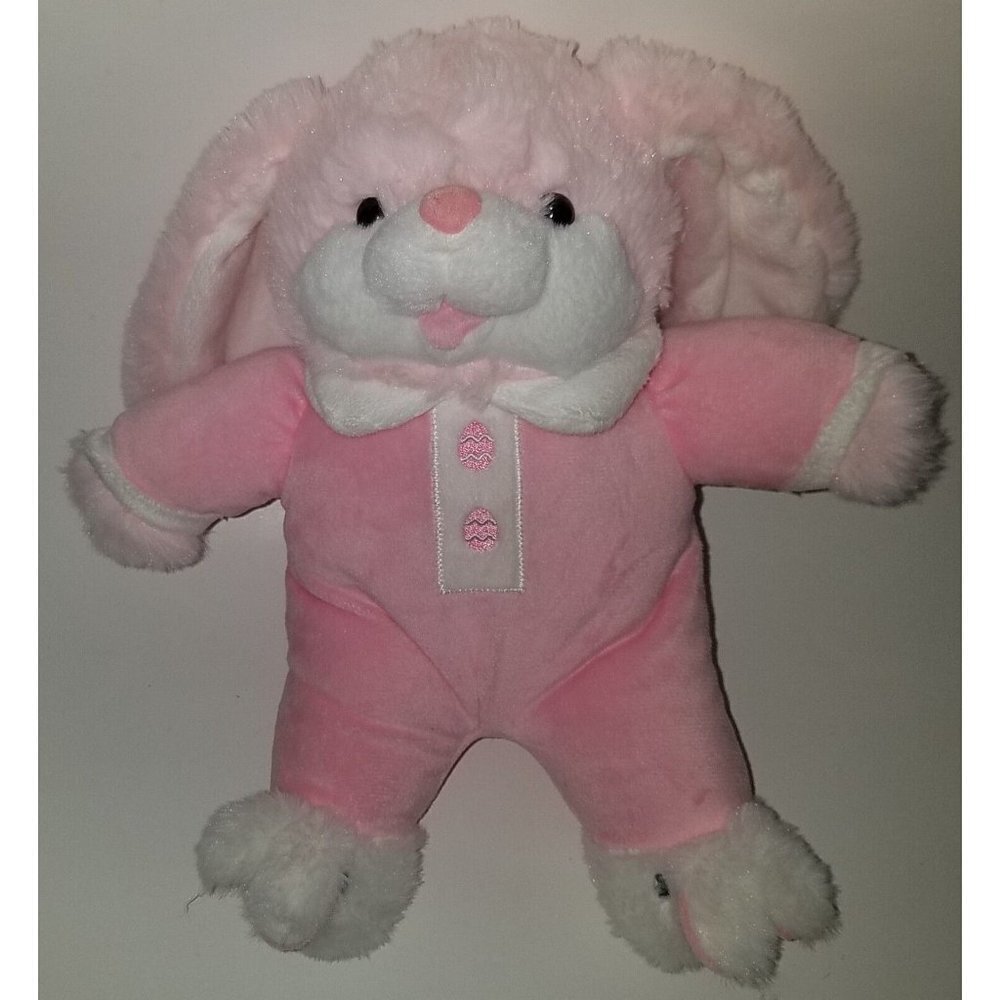 Dan Dee White Pink Bunny Slippers Plush 10" Stuffed Animal Toy Easter Rabbit
